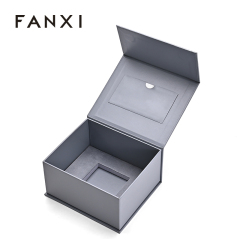Packaging Jewelry Box Magnetic Box Grey Leather Jewelry Storage Box