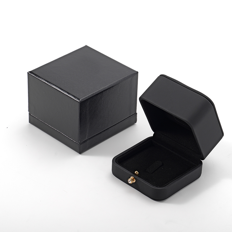 Black Ring Box Leather Microfiber Jewelry Storage Box Custom Logo Ring Box