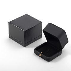 Black Ring Box Leather Microfiber Jewelry Storage Box Custom Logo Ring Box