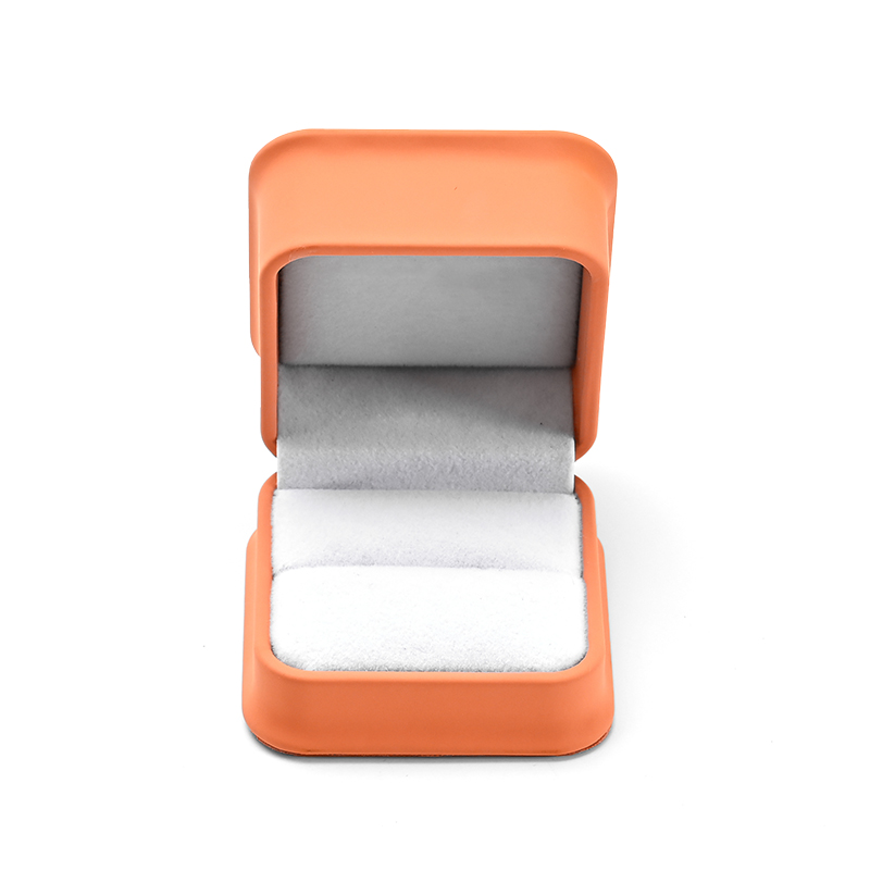 Orange Pu Leather Velvet Ring Box Custom Logo Jewelry Gift Box