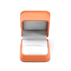 Orange Pu Leather Velvet Ring Box Custom Logo Jewelry Gift Box