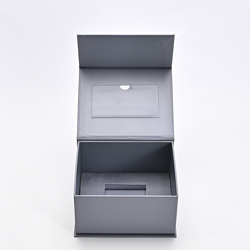 Packaging Jewelry Box Magnetic Box Grey Leather Jewelry Storage Box