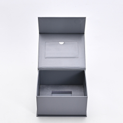 Packaging Jewelry Box Magnetic Box Grey Leather Jewelry Storage Box