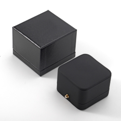 Black Ring Box Leather Microfiber Jewelry Storage Box Custom Logo Ring Box