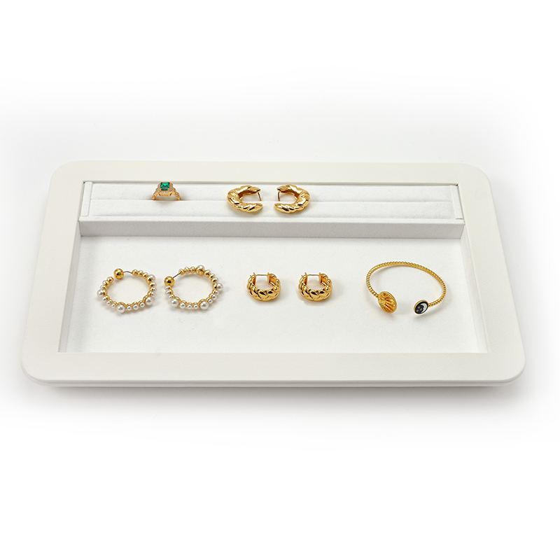 Leather Jewelry Plate Jewelry Display Tray Earring Ring Bracelet Jewelry Display Set Showcase Jewellery Display Trays