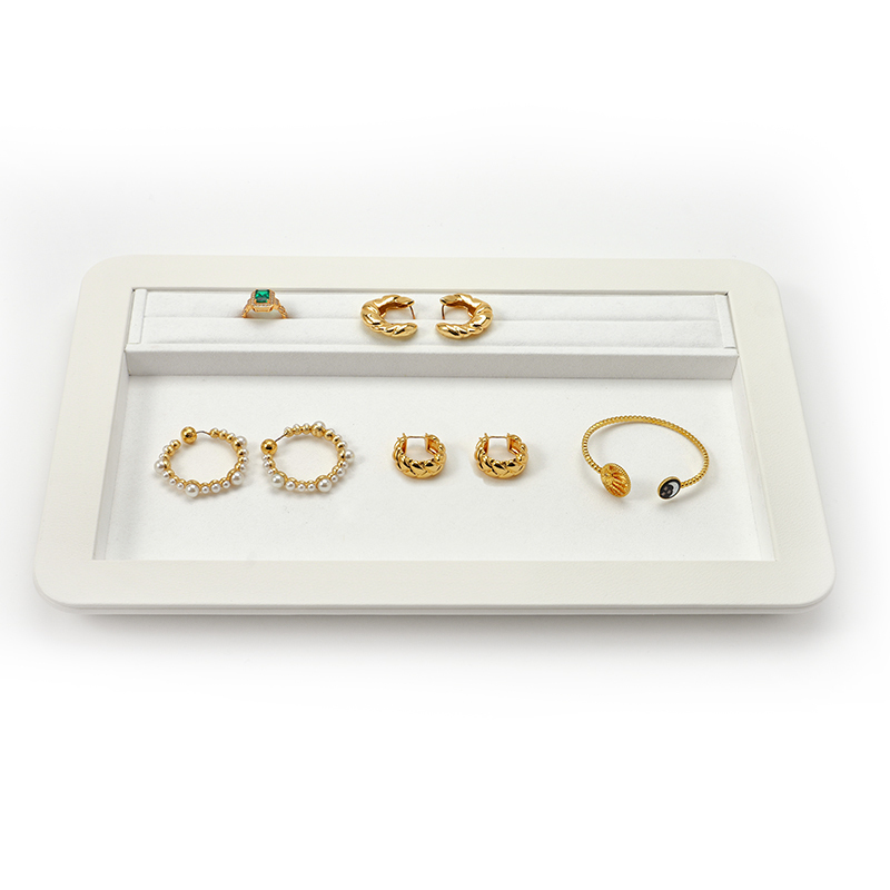 Leather Jewelry Plate Jewelry Display Tray Earring Ring Bracelet Jewelry Display Set Showcase Jewellery Display Trays