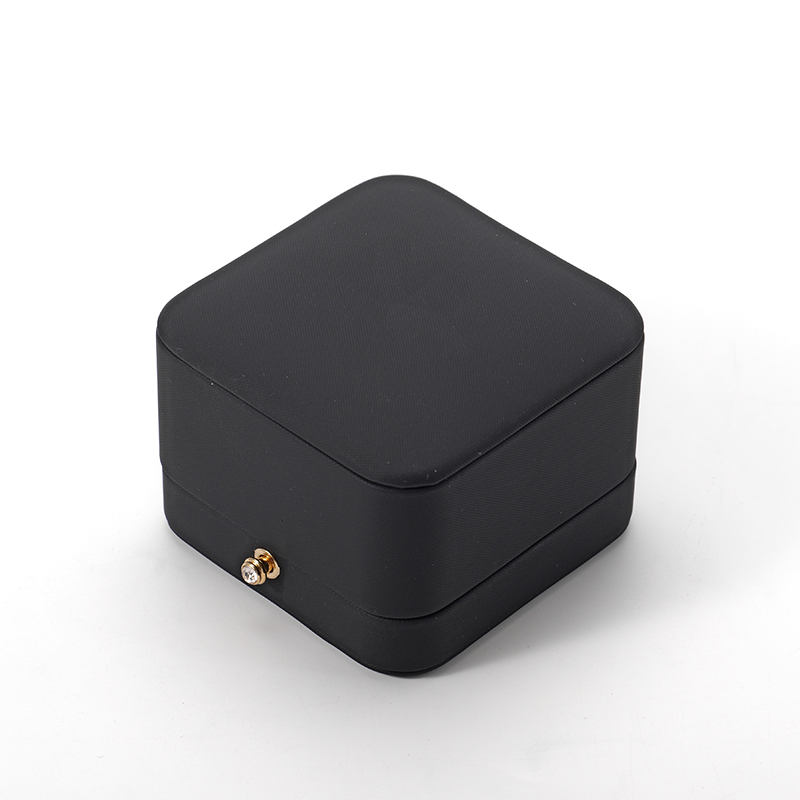 Black Ring Box Leather Microfiber Jewelry Storage Box Custom Logo Ring Box