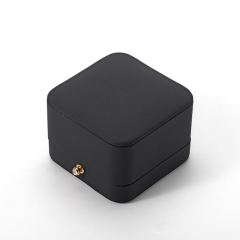 Black Ring Box Leather Microfiber Jewelry Storage Box Custom Logo Ring Box