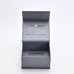 Packaging Jewelry Box Magnetic Box Grey Leather Jewelry Storage Box
