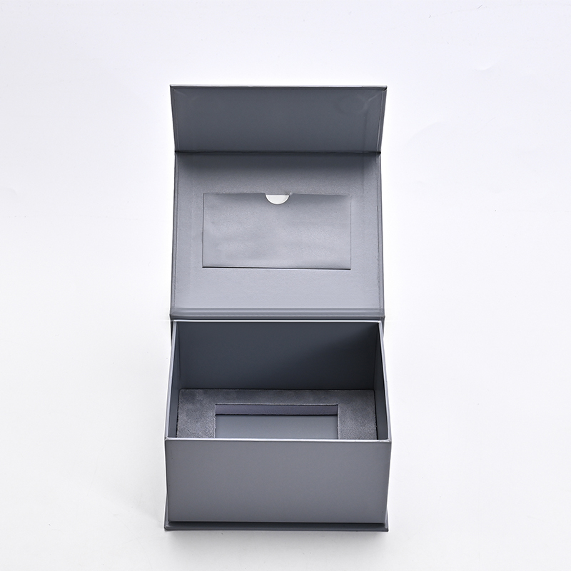 Packaging Jewelry Box Magnetic Box Grey Leather Jewelry Storage Box