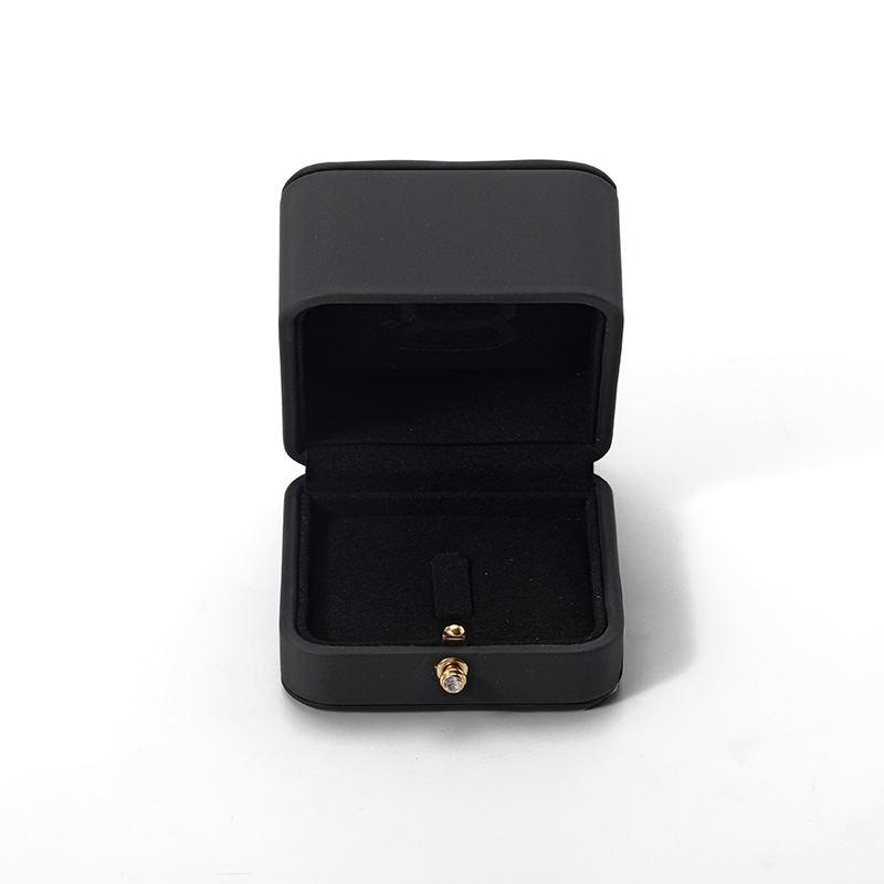 Black Ring Box Leather Microfiber Jewelry Storage Box Custom Logo Ring Box