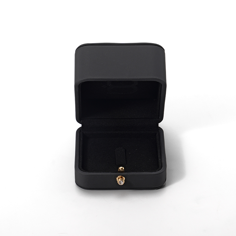 Black Ring Box Leather Microfiber Jewelry Storage Box Custom Logo Ring Box