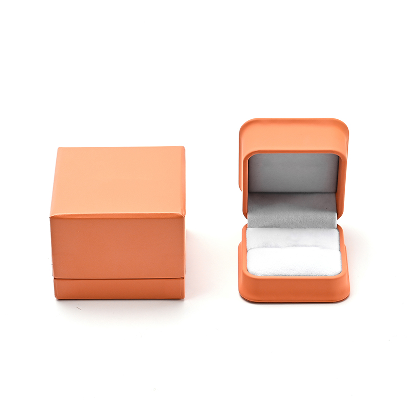 Orange Pu Leather Velvet Ring Box Custom Logo Jewelry Gift Box
