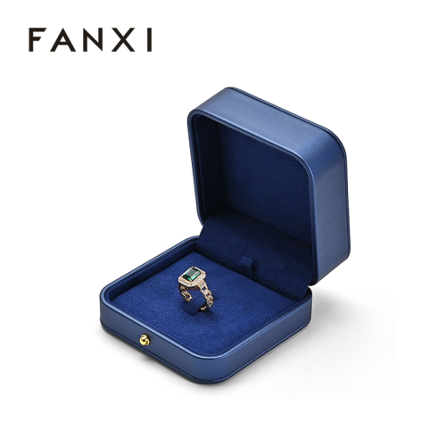 Blue Microfiber Jewelry Box Jewelry Gift Box Custom Logo Packaging Box