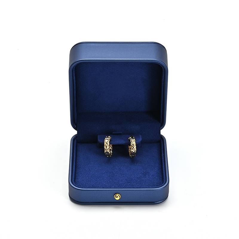 Blue Microfiber Jewelry Box Jewelry Gift Box Custom Logo Packaging Box
