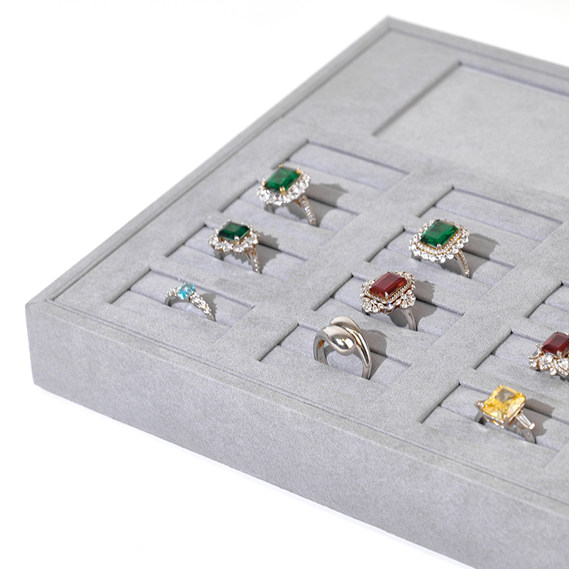 Grey Microfiber Jewelry Plate Jewelry Display Set Luxury Jewellery Display Present