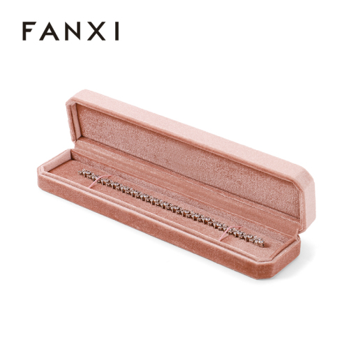 Pink Velvet Jewelry Long Chain Packing Box logo Customized logo Unique Jewelry Bracelet Gift Boxes
