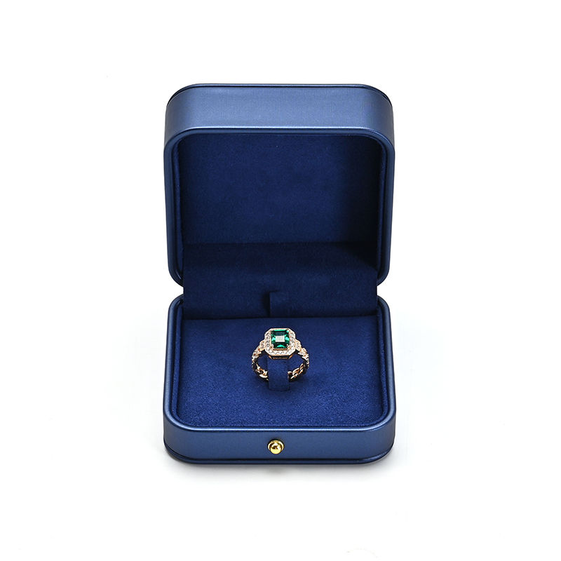 Blue Microfiber Jewelry Box Jewelry Gift Box Custom Logo Packaging Box
