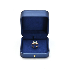 Blue Microfiber Jewelry Box Jewelry Gift Box Custom Logo Packaging Box