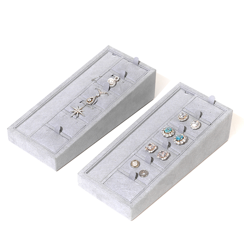 Grey Microfiber Jewelry Plate Jewelry Display Set Luxury Jewellery Display Present