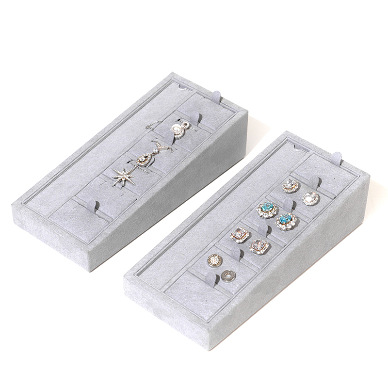 Grey Microfiber Jewelry Plate Jewelry Display Set Luxury Jewellery Display Present