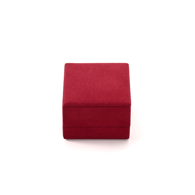 Custom Logo Red Microfiber Ring Diamond Jewelry Box for Wedding