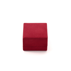 Custom Logo Red Microfiber Ring Diamond Jewelry Box for Wedding