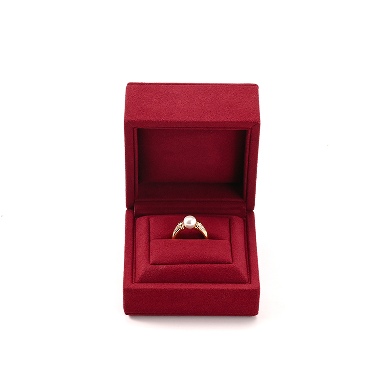 Custom Logo Red Microfiber Ring Diamond Jewelry Box for Wedding