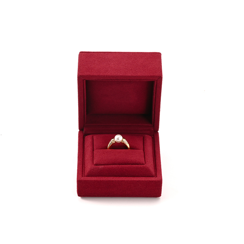 Custom Logo Red Microfiber Ring Diamond Jewelry Box for Wedding