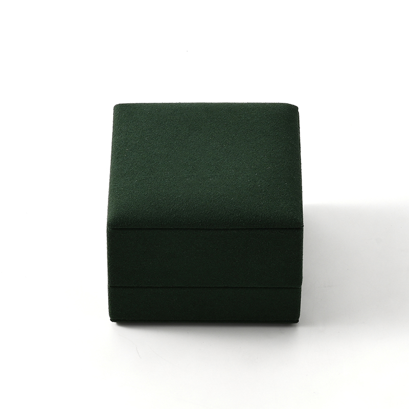 Luxury Soft Green Microfiber Jewelry Boxes for Rings Custom Logo