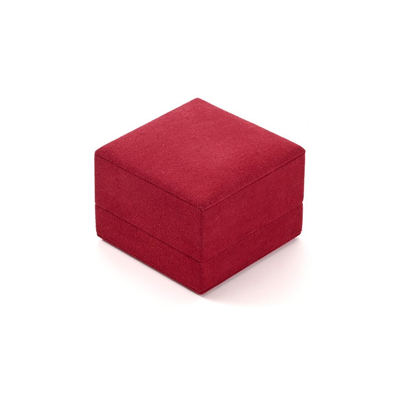 Custom Logo Red Microfiber Ring Diamond Jewelry Box for Wedding