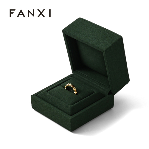 Luxury Soft Green Microfiber Jewelry Boxes for Rings Custom Logo