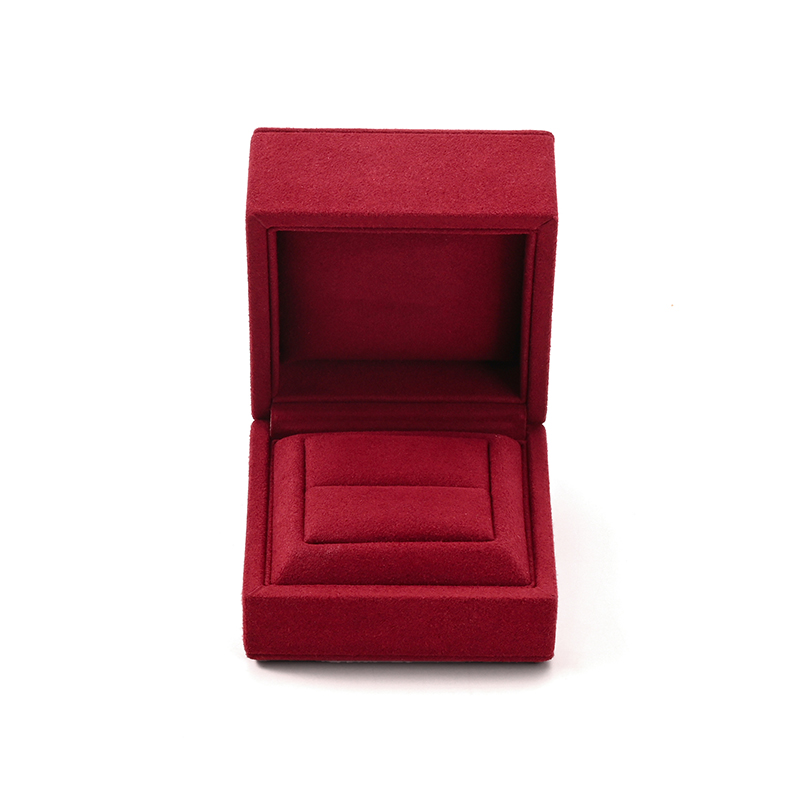 Custom Logo Red Microfiber Ring Diamond Jewelry Box for Wedding