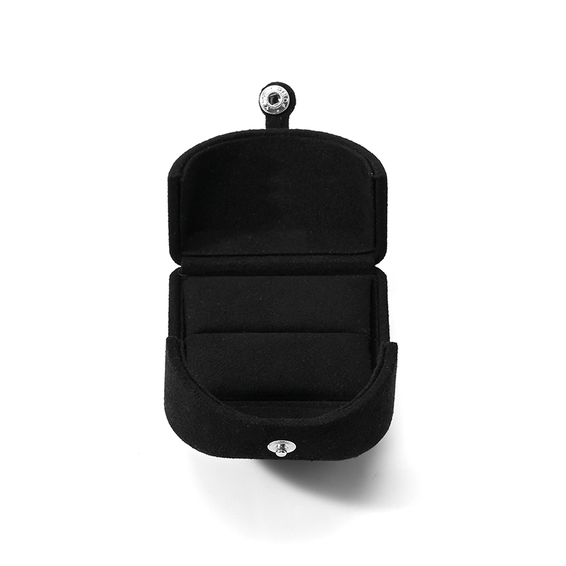 Black Microfiber Ring Box Jewelry Box Double Open Packaging Box High Class
