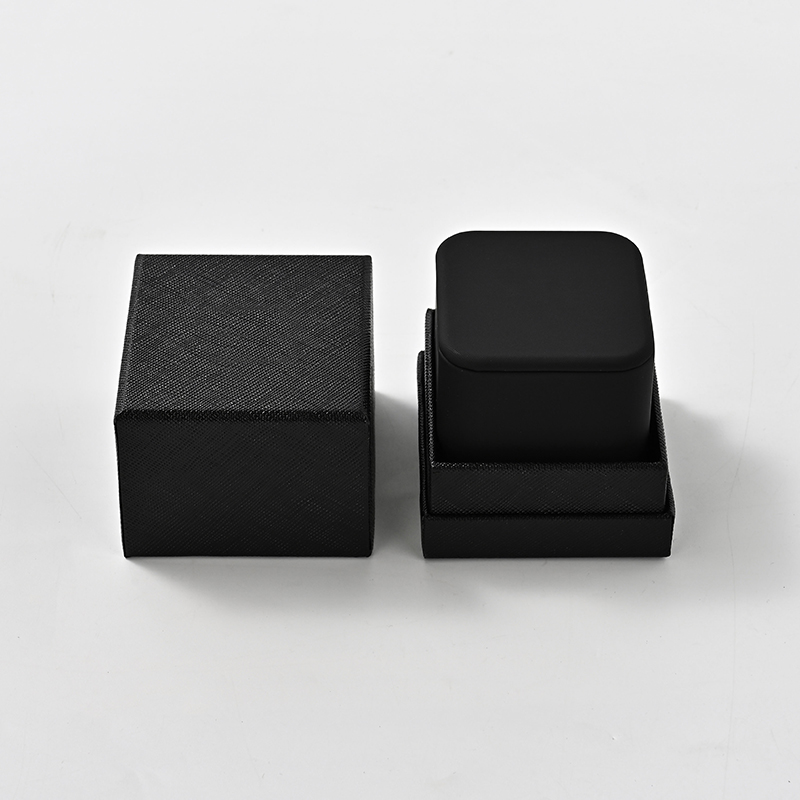 Wholesale Custom Logo Black PU Leather Luxury Ring Gift Box Packaging Boxes Jewelry Box for Rings