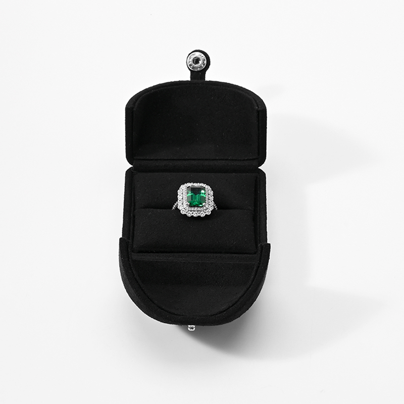 Black Microfiber Ring Box Jewelry Box Double Open Packaging Box High Class