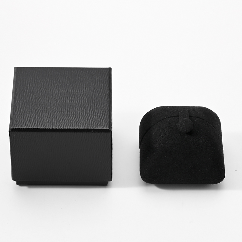 Black Microfiber Ring Box Jewelry Box Double Open Packaging Box High Class