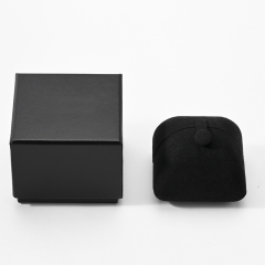 Black Microfiber Ring Box Jewelry Box Double Open Packaging Box High Class
