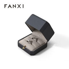 Grey Ring Box Leather Jewelry Box Jewelry Packaging Microfiber Ring Box