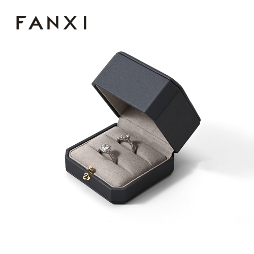 Grey Ring Box Leather Jewelry Box Jewelry Packaging Microfiber Ring Box