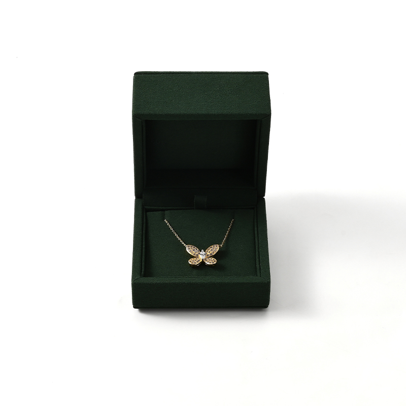 Luxury Green Microfiber Earring Pendant Jewelry Storage Box Gift Box