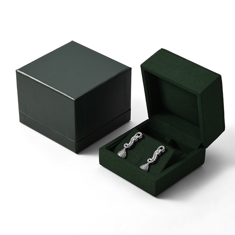 Luxury Green Microfiber Earring Pendant Jewelry Storage Box Gift Box