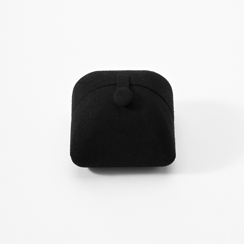 Black Microfiber Ring Box Jewelry Box Double Open Packaging Box High Class