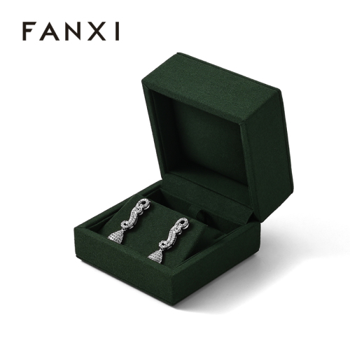 Luxury Green Microfiber Earring Pendant Jewelry Storage Box Gift Box