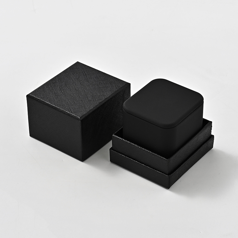 Wholesale Custom Logo Black PU Leather Luxury Ring Gift Box Packaging Boxes Jewelry Box for Rings