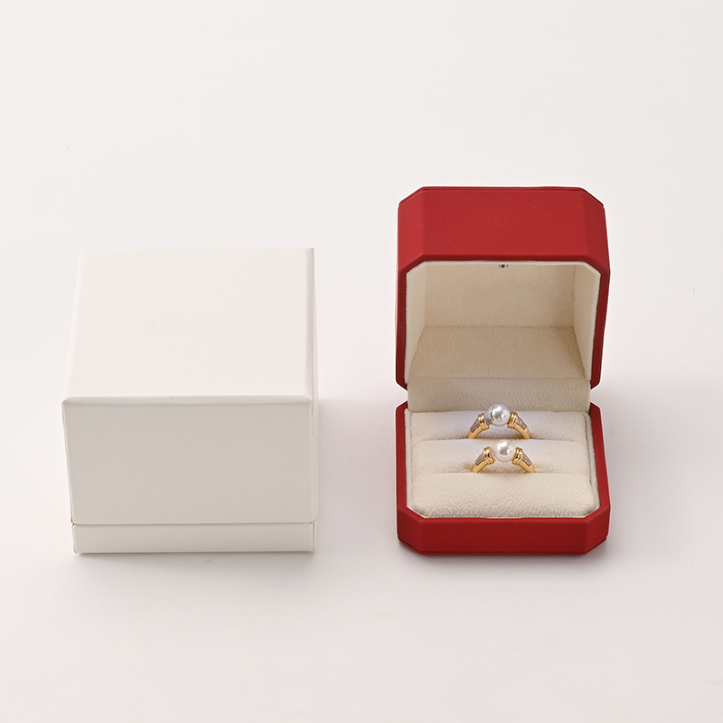 Leather Velvet Ring Box Diamond Packaging Box Red Wedding Ring Storage Box