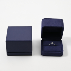 Blue Microfiber Ring Box Jewelry Packaging Box Luxury Gift Box