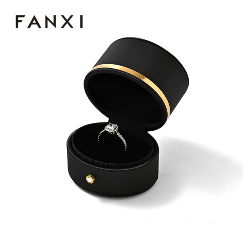 Black Travel Jewelry Box Wedding Small Single Engagement Ring Storage Box for Proposal