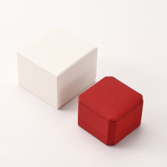 Leather Velvet Ring Box Diamond Packaging Box Red Wedding Ring Storage Box