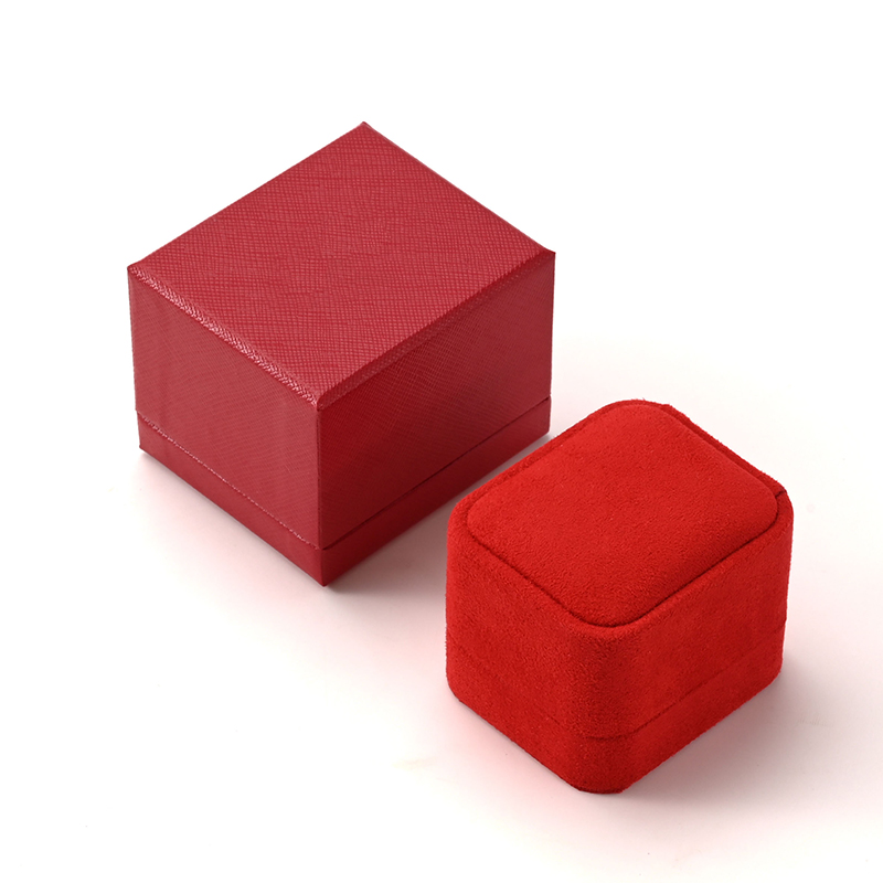 Customization Factory Square Red Ring Box Suede Luxury Jewelry Packaging Box